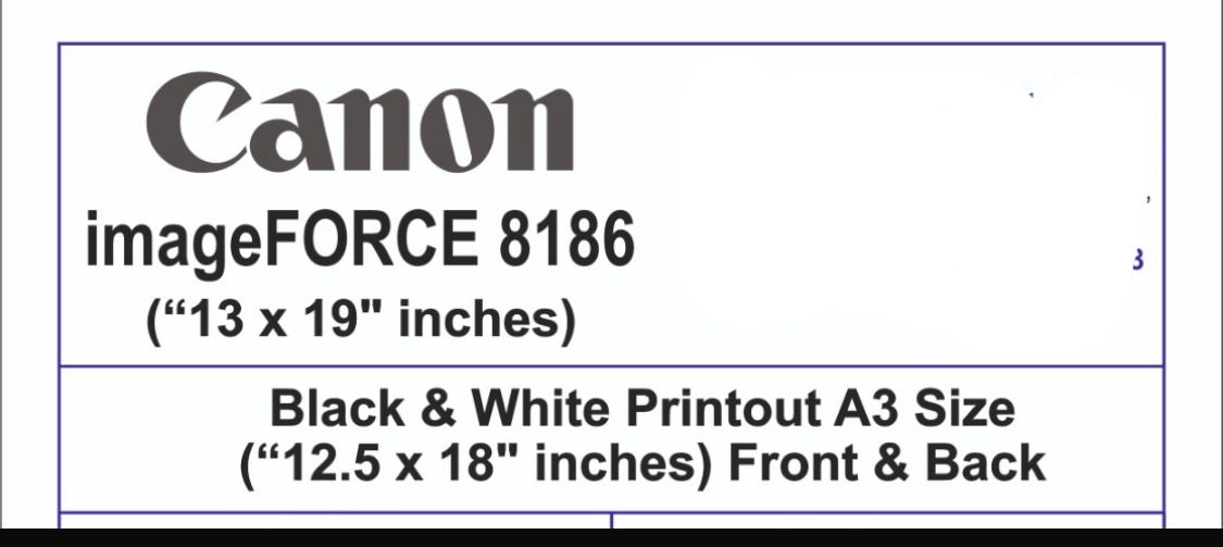 Canon imageFORCE 8186 print specification